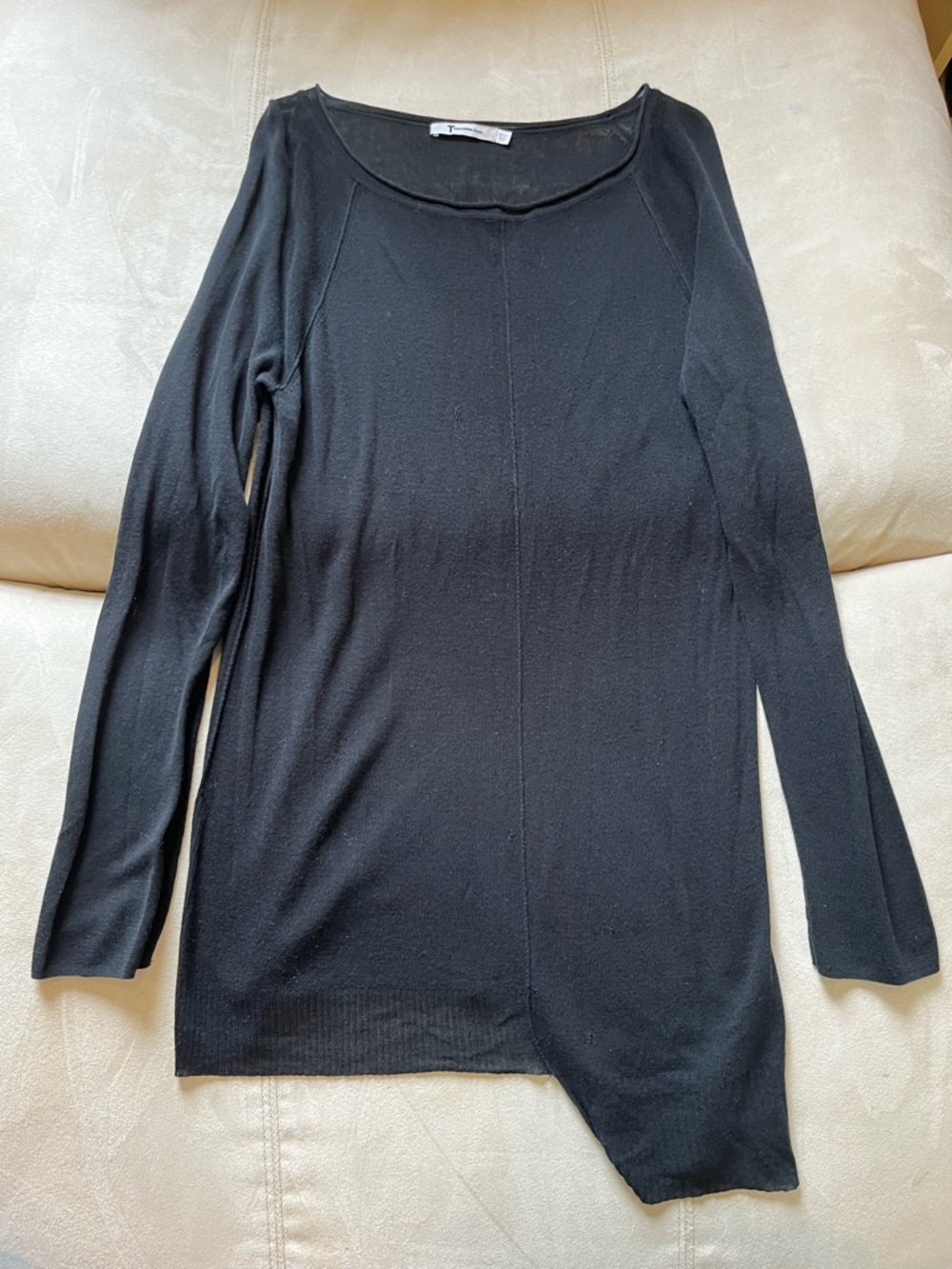 Alexander Wang Black Lightweight Asymmetric Sheer Top